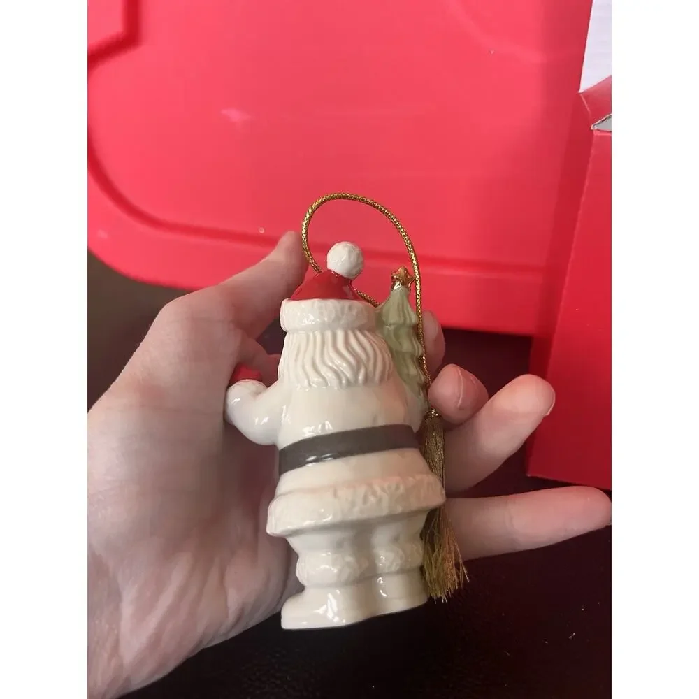 Lenox Christmas Ornament-Santa Holding Tree With Box Not Original Box ￼
